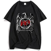 Slayer Eagle Grafinis Spausdinimo Marškinėliai Medvilniniai Trumpomis Rankovėmis Atsitiktiniai Vyriški Marškinėliai Apvalia Kaklo Iškirpte Gatvės Stiliaus Unisex Streetwear Vyrams/Moterims Marškinėliai XS juoda