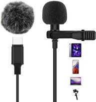 AGPTEK Lavalier microphone type C, 2 m mini omnidirectional condenser for Android and tablets, microphone with wind protection for interview, video conferencing, podcast, streaming, dictation, etc.
