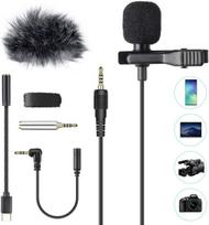 AGPTEK Lavalier Microphone, 2m Mini Omnidirectional Capacitor with 2 Transformationand Type C Adapter and Windscreen for Interview, Video Conferencing, Podcast,Dictation etc.