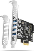 Axagon PCI-Express card with four external USB 3.2 Gen1 ports with dual power. Renesas chipset. Standard & Low profile.
