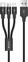 Devia Kintone Series 3In1 Tube, USB to Lightning, MicroUSB, Type-C, 1,2m, Black