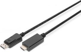 Digitus Adapter Cable Displayport 1.2 with interlock 4K 60Hz UHD Typ DP/HDMI A M/M black 2 m