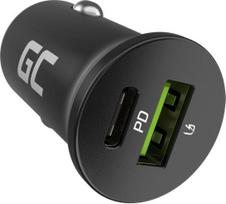 Green Cell GC CADM-GC-38AC - USB-Ladegeraet 38 W 1x USB-C USB-A schwarz Flashlight, GPS, Headphones, Mobile phone, Navigator, Other, Portable speaker, Power bank, Smartphone, Smartwatch, Tablet, Universal Black Cigar lighter Fast charging Auto, Indoor