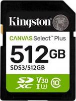 Kingston Memory card SD 512GB Canvas Select Plus Gen3 150MB/s