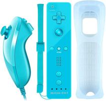 Motion Plus Remote Controller for Wii, 2 in 1 Wireless Movement Plus Remote Control and Nunchuck Controller for Wii and Wii U with Silicone Case, BLUE (neoriginalus)