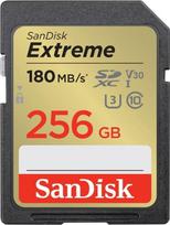 Sandisk Extreme 256GB SDXC Memory Card + 1 year RescuePRO Deluxe up to 180MB/s & 130MB/s Read/Write speeds, UHS-I, Class 10, U3, V30, EAN: 619659188948
