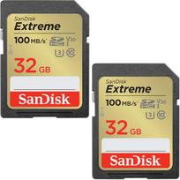 Sandisk Extreme 32GB SDHC Memory Card + 1 year RescuePRO Deluxe up to 100MB/s & 60MB/s Read/Write speeds, UHS-I, Class 10, U3, V30 - Twin-pack