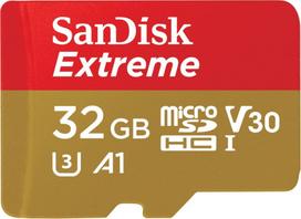 Sandisk Extreme microSDHC 32GB for Action Cams and Drones + SD Adapter - 100MB/s A1 C10 V30 UHS-I U3, EAN: 619659155100