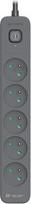 Tracer Power Line+ 5m Graphite surge protector power strip (5 sockets)