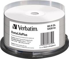 Verbatim BD-R DL Verbatim 50GB 6x Wide White Thermal Printable - No ID Brand (spindle 25)