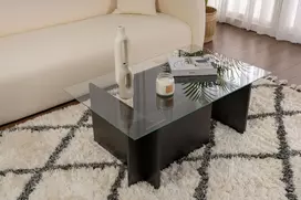 Kavos staliukas, Hanah Home, Vetrino, juodas medinis, 105 x 40 x 65