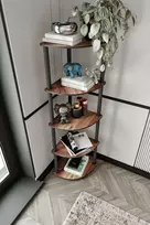 Knygų lentyna, Hanah Home, KNYGŲ SPINTELĖ SU 5 LENTYNĖMIS  KURŪZAS, Riešutas, 34 x 139 x 34