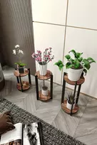 Medinis stovas augalams, Hanah Home, FLOWER STALO 3 RINKINYS, Riešutas, 23 x 40 x 23