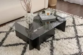 Kavos staliukas, Hanah Home, Flavio, juodas medis, 105 x 30 x 65
