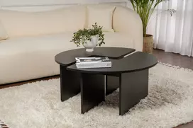 Kavos staliukas, Hanah Home, Moira, juodas medis, 90 x 41 x 90