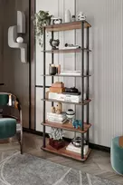 Knygų lentyna, Hanah Home, KNYGŲ SPINTELĖ SU 6 LENTYNĖMIS RECTEN, Riešutas, 60 x 173 x 30