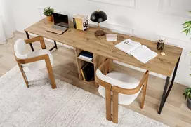 Darbo stalas, „Hanah Home“, „Twin Study Desk“, „Atlantic Pine“. Juoda, 240 x 74 x 60