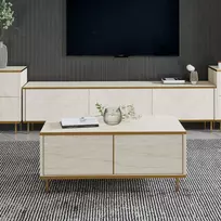 Kavos staliukas, Hanah Home, Imaj, Travertinas Auksinis, 90 x 40 x 45