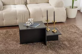 Kavos staliukas, Hanah Home, Harmony, juodas medis, 80 x 40 x 40