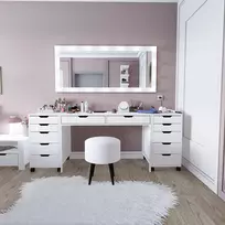 Makiažo stalas, Hanah Home, Duru, matinė balta, 200 x 77,4 x 55