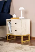 Naktinis staliukas, Hanah Home, Glimmer, Travertinas Auksinis, 45,2 x 50 x 29,5