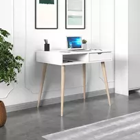 Darbo stalas, Hanah Home, pasiūlymas, baltas Medinis, 90 x 80 x 60