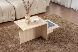 Kavos staliukas, Hanah Home, Harmony, Travertinas, 80 x 40 x 40