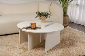 Kavos staliukas, Hanah Home, Moira, baltas medis, 90 x 41 x 90