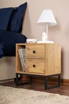 Naktinis staliukas, Hanah Home, Glimmer, Atlanto pušis Juoda, 45,2 x 50 x 29,5