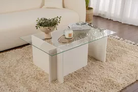 Kavos staliukas, Hanah Home, Vetrino, medinis baltas, 105 x 40 x 65