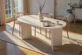 Valgomasis stalas, Hanah Home, Sablin, medinis baltas, 180 x 75 x 89,5