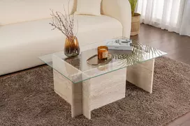 Kavos staliukas, Hanah Home, Vetrino, Travertinas, 105 x 40 x 65