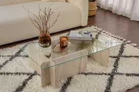 Kavos staliukas, Hanah Home, Flavio, travertinas, 105 x 30 x 65