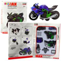 Surenkamas motociklo modelis 1:14 žalia-mėlyna
