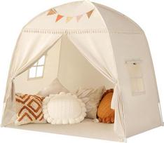 "Sumbababy" didelė "Teepee" palapinė vaikams: su vėliavomis - palapinė vaikams, skirta berniukams ir mergaitėms - mažylių žaidimų namelis su stogeliu, skirtas žaidimų kambariui, dovanų žaislas (kreminė)