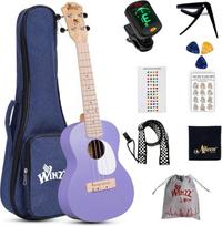 "Winzz Kids" soprano ukulelės pradedančiųjų rinkinys suaugusiesiems ir vaikams 23 colių violetinės spalvos