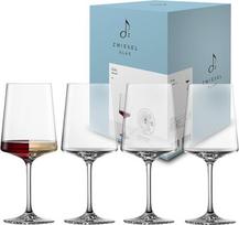 "Zwiesel Glas Allround Echo" vyno taurės (4 vnt.), modernios vyno taurės su specialia pagrindo plokštele, pagamintos Vokietijoje ir tinkamos plauti indaplovėje (gaminio Nr. 123381)