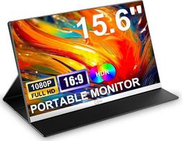 15,6 colių nešiojamasis monitorius, 1080P FHD nešiojamasis monitorius su apsauginiu dėklu, nešiojamasis mobilusis IPS ekranas su garsiakalbiais, itin plonas antrasis ekranas nešiojamajam kompiuteriui, kompiuteriui PC/Mac/Xbox, USB-C ir HDMI jungtis