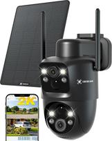 COCOCAM 2K dviejų objektyvų stebėjimo kamera Lauko WLAN Saulės 10000 mAh baterija 6 W saulės kolektorius Dviguba PIR ir AI asmens aptikimo funkcija Spalvotas naktinis matymas 355 P 90° T IP66 2,4 GHz WiFi