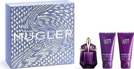 Mugler Alien Set, Eau de Parfum 30 ml + dušo pienelis 50 ml + kvepiantis kūno losjonas 50 ml, moteriški kvepalai, gintariniai, medžio ir gėlių aromatai, išskirtinis aromatas