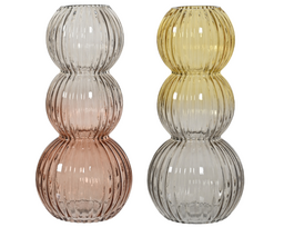 Stiklinė vaza BUBBLE, gelsvos/rausvos sp., 2 rūšys, 15 x 33 cm, 1 vnt