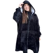 Džemperis-pledas su užtrauktuku Saitdress, juodas, Universalus