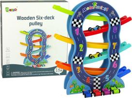 Drewniana Medinė automobilių trasa Lean Toys, 6 aukštų, 30x8x33 cm