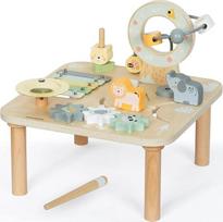 mamabrum Montessori 7-in-1 medinis veiklos stalas - mokymosi ir žaidimų stalas su gyvūnų motyvais, besisukančiais elementais, garsiniais žaidimais - Montessori motorinių įgūdžių žaidimų rinkinys vaikams nuo 9 mėnesių