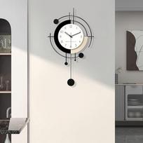 TWFJEL Sieninis laikrodis Modernus kūrybiškas didelis sieninis laikrodis be tykojimo garsų Metalas + mediena Dekoratyviniai sieniniai laikrodžiai Minimalistinis Art Deco Baterija valdomas švytuoklinis laikrodis gyvenamajam kambariui Miegamasis Biuras Virt