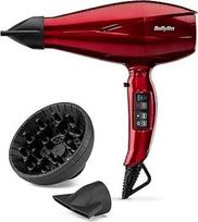 "BaByliss Pro" skaitmeninis plaukų džiovintuvas su difuzoriumi - 2200 W itin greitas profesionalus plaukų džiovintuvas su jonų technologija, pagamintas Italijoje, 3 karščio ir 4 oro srauto nustatymai su turbo mygtuku, raudonas, 6001DE