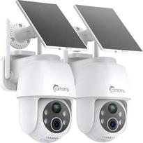 "CAMSTRO" 2 x 2K stebėjimo kamera su saulės baterija, 360° PTZ WLAN kamera su PIR judesio jutikliu, 5200 mAh neišimamas akumuliatorius, spalvotas naktinis matymas, dvipusis garsas, debesies/SD saugykla