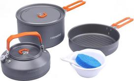 "Fire-Maple Feast 2" stovyklavimo indų rinkinys, lauko maisto gaminimo rinkinys su puodu, virduliu, keptuve, dubenėliais ir mentele 1-3 žmonėms, skirtas kelionėms su kuprine, žygiams, žygiams pėsčiomis, žvejybai ir piknikams