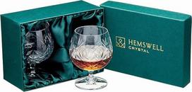 "Hemswell Crystal Cognac Swivels" 2 europietiškų 8,5 oz konjako taurių rinkinys - "Digestif" taurės, idealiai tinkančios brendžiui ir konjakui - satininė pristatomoji dėžutė - "Glenrigg Design