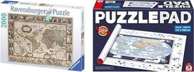 "Ravensburger" dėlionė 2000 dalių Pasaulio žemėlapis Antique 16633 & Schmidt Spiele 57988 Dėlionių padėklas, skirtas dėlionėms nuo 500 iki 3000 dalių